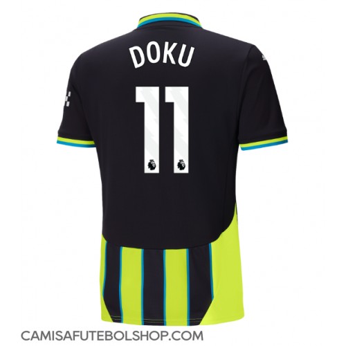 Camisa de time de futebol Manchester City Jeremy Doku #11 Replicas 2º Equipamento 2024-25 Manga Curta